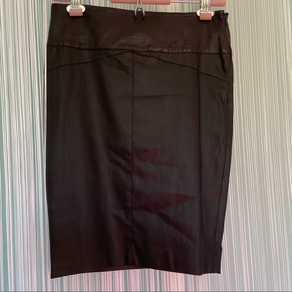 Robert Rodriguez Black Slim Skirt with Real Leather Waist Trim Size 4 - Picture 2 of 16